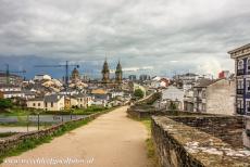 Roman Walls of Lugo - A view of Lugo Cathedral from the Roman walls of Lugo. Lugo is situated along the pilgrimage route of Santiago de Compostela. Lugo...