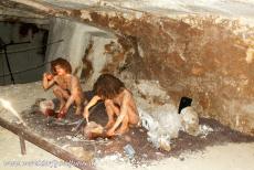 Archaeological Site of Atapuerca - Archaeological Site of Atapuerca: A a diorama inside the visitors cave of Atapuerca. The bones of more than 90 bodies were found in...