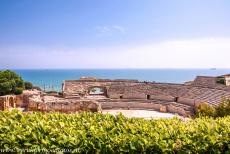 Archaeological Ensemble of Tarraco - Archaeological Ensemble of Tarraco: The Roman amphitheater of Tarraco, the Mediterranean Sea in the background. The Roman amphitheater was...