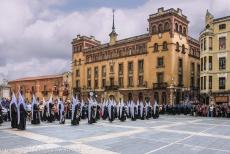 Routes of Santiago de Compostela in Spain - Route of Santiago de Compostela in Spain: Easter Holy Week Procession in front of the León Cathedral, Santa María de... Routes of Santiago de Compostela in Spain - Route of Santiago de Compostela in Spain: Easter Holy Week Procession in front of the León Cathedral, Santa María de...