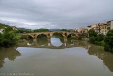 Routes of Santiago de Compostela in Spain - Route of Santiago de Compostela in Spain: The Romanesque stone bridge of Puente la Reina was built in the 11th century to help pilgrims cross the... Routes of Santiago de Compostela in Spain - Route of Santiago de Compostela in Spain: The Romanesque stone bridge of Puente la Reina was built in the 11th century to help pilgrims cross the...