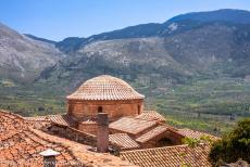 Monastery of Hosios Loukas - The dome of the Katholikon of the Monastery of Hosios Loukas, in the background the slopes of Elikónas, Mount Helicon. The Katholikon was...