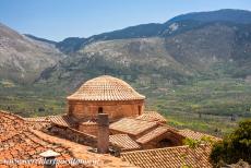 Monastery of Hosios Loukas - The dome of the Katholikon of the Monastery of Hosios Loukas, in the background the slopes of Elikónas, Mount Helicon. The Katholikon was...