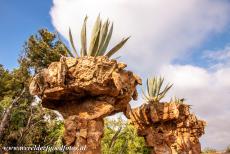 Werk van Antoni Gaudí - Werk van Antoni Gaudí, Barcelona: Twee op palmbomen lijkende zuilen in Park Güell. Het park is waarschijnlijk een van...
