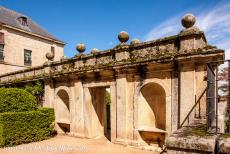 El Escorial in Madrid - Monastery and Site of the Escorial in Madrid: The Garden of the King and Garden of the Queen are enclosed by granite walls adorned with niches....