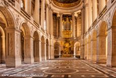 Palace and Park of Versailles - Palace of Versailles: The interior of the Baroque Royal Chapel of King Louis XIV. The construction of the two-level palatine chapel was...