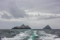 Sceilg Mhichíl - Skellig Michael - Skellig Islands: Little Skellig on the left hand side and Skellig Michael on the right hand side. On the boat journey back to the mainland of...