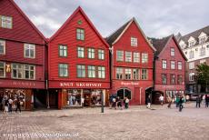 Bryggen - The Hanseatic buildings of Bryggen in Bergen. From the 14th to the mid-16th century, the city of Bergen was an important part of the...