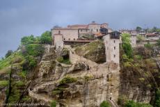 Monasteries of Meteora - Meteora: The Megalo Meteoro Monastery was built upon the highest rock in the Meteora area, the monastery is situated 415 metres above the...