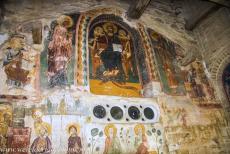 Monasteries of Meteora - Meteora: A fresco on the outer wall of the church of the Megalo Meteoro Monastery. The church houses several remarkable icons. All...