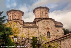 Monasteries of Meteora - Meteora: The domes of the Katholikon of the Varlaam Monastery, the Katholikon is the central church of the monastery. The Katholikon of...