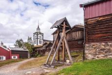 Røros Mining Town - Røros Mining Town and the Circumference: The hyttklokka and the Røros Church. The church is standing on a majestic location high...