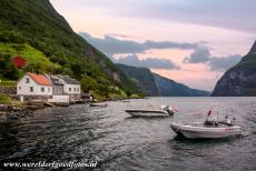 Geirangerfjord and Nærøyfjord - West Norwegian Fjords - Geirangerfjord and Nærøyfjord: A sunset over the Nærøyfjord. Despite the almost...