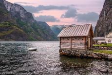 Geirangerfjord and Nærøyfjord - West Norwegian Fjords - Geirangerfjord and Nærøyfjord: A fisherman's hut on the banks of the Nærøyfjord. The...