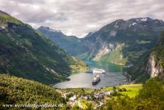 Geirangerfjord and Nærøyfjord - West Norwegian Fjords - Geirangerfjord and Nærøyfjord: The Geirangerfjord viewed from the top of the 1,476 metres high Dalsnibba...