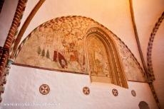 Roskilde Cathedral - Roskilde Cathedral: A fresco painted in 1511 on the wall of the Chapel of St. Andrew, it depict the Virgin Mary holding the...
