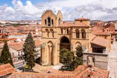 Old Town of &Aacute;vila - Old Town of &Aacute;vila with its Extra-Muros Churches: The Basilica de San Vicente viewed from the medieval walls of the historic town of...