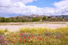 Historische stad van Toledo - Vergezicht op de histotische stad Toledo. Het Alcázar ligt links, de kathedraal in het midden, op de voorgrond ligt...
