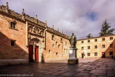 Oude stad van Salamanca - De Oude stad van Salamanca: De Patio de las Escuelas, het plein voor de historische Universiteit van Salamanca. Op de Patio de las...