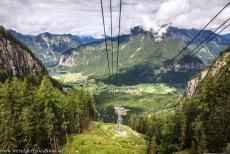 Hallstatt-Dachstein / Salzkammergut - Hallstatt-Dachstein / Salzkammergut Cultural Landscape: The landscape of the Salzkammergut seen from a cable car. A cable car runs in three...