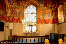 Old Rauma - Old Rauma: The interior of the stone Church of the Holy Cross is adorned with an overwhelming number of coloured fresco-secco...