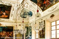 City of Graz - Historic Centre - City of Graz - Historic Centre and Schloss Eggenberg: Crystal chandeliers in the Planetary Room, one of the rooms of Schloss Eggenberg, the...