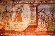 Wooden Churches of the Slovak Carpathians - Wooden Churches of the Slovak part of the Carpathian Mountain Area: One of the religious wall paintings in the Roman Catholic wooden Church...