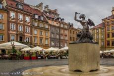 Historisch centrum van Warschau - Historisch centrum van Warschau: De Zeemeermin van Warschaun de Syrenka Warszawska. Het standbeeld van de Zeemeermin van Warschau staat...