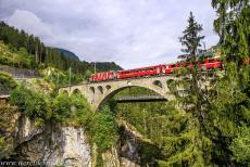 Rhaetian Railway, the Albula and Bernina Lines - Rhaetian Railway in the Albula / Bernina Landscapes: The Solis Viaduct was constructed in 1902 for the Rhaetian Railway. The...