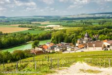 Champagne Hillsides - Champagne Hillsides, Wine Houses and Cellars: The village of Mareuil-sur-Aÿ viewed from the Mont du Gruguet, the Gruguet Mount, the 180...