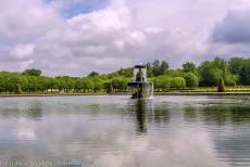 Palace and Park of Fontainebleau - The Palace and Park of Fontainebleau: The Cascade Fountain in the Pot Bouillant, a square pond in the Grand Parterre. The Grand Parterre...