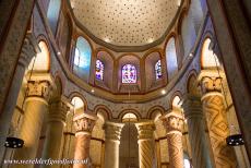 Abbey Church of Saint-Savin-sur-Gartempe - The beautiful coloured columns in the choir of the Abbey Church of Saint-Savin-sur-Gartempe. The columns were painted in the 19th century to...