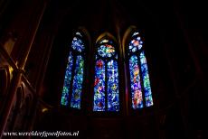 Cathedral of Notre-Dame, Reims - Cathedral of Notre-Dame, former Abbey of Saint-Rémi and Palace of Tau, Reims: The deep blue stained glass windows for the Axial Chapel...