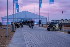 Beaches of the D-Day landings, Normandy, 1944 - Beaches of the D-Day landings, Normandy 1944: Set against a beautiful sunset, an RAF-blue Ford Jeep stands on display at Sword Beach, in front of... Beaches of the D-Day landings, Normandy, 1944 - Beaches of the D-Day landings, Normandy 1944: Set against a beautiful sunset, an RAF-blue Ford Jeep stands on display at Sword Beach, in front of...