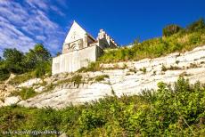 Stevns Klint - Stevns Klint: The Old Højerup Church on the edge of the cliff viewed from the beach. The church was built from local limestone...