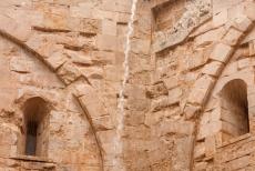 Castel del Monte - The eight-sided courtyard of Castel del Monte during heavy rainfall. The octagonal courtyard of Castel del Monte is adorned with gargoyles. Castel...