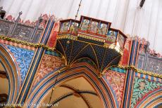 Historic Centre of Stralsund - Historic Centre of Stralsund: The colourful adorned interior of the brick Gothic Nikolaikirche, the St. Nicholas' Church, behind the...