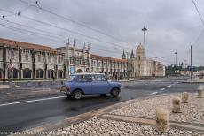 Monastery of the Hieronymites in Lisbon - A classic Mini in front of the Monastery of the Hieronymites in Lisbon, Portugal. The monastery is situated close to the Tagus...