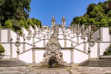 Sanctuary of Bom Jesus do Monte in Braga - Sanctuary of Bom Jesus do Monte in Braga: The lower part of the zigzag stairway is known as the Stairway of Five Senses, it is decorated with five...