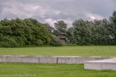 Frontiers of the Roman Empire in the Netherlands - Frontiers of the Roman Empire - The Lower German Limes - in the Netherlands: Visualisation of Fort Fectio, in the background a reconstruction of a...