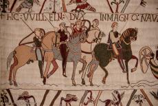Wandkleed van Bayeux - Een scène van het wandkleed van Bayeux toont de paarden van hertog Willem van Normandië. Willem staat ook bekend als...