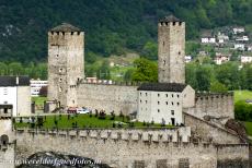 The three Castles of Bellinzona - Three Castles, Defensive Wall and Ramparts of the Market-Town of Bellinzona: Castelgrande Castle, the Torre Bianca and Torre Nera, the White Tower...