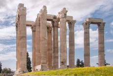 Acropolis of Athens - The Temple of Olympian Zeus, situated at the foot of the Acropolis of Athens, was dedicated to Zeus, the king of the Olympian gods....