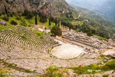 Archaeological Site of Delphi - Archaeological Site of Delphi: The theatre of Delphi viewed from above, the theatre was built on the slopes of Mount Parnassus in the 4th...
