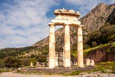 Archaeological Site of Delphi - Archaeological Site of Delphi: The Marmaria, the Tholos of the Sanctuary of Athena Pronaia. The tholos at Delphi is a circular building, it was...