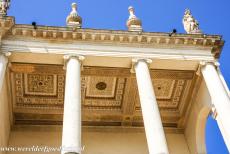 Vicenza and the Palladian Villas of the Veneto - City of Vicenza and the Palladian Villas of the Veneto: The decorated ceiling of the loggia of the Palazzo Chiericati. The roofline of...