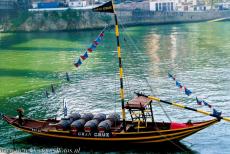 Historic Centre of Porto - A traditional rabelo boat on the Douro, the River of Gold, in the historic centre of Porto. The wooden rabelo boats were used to transport...