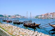 Historic Centre of Porto - Historic Centre of Porto: The traditional barcos rabelos on the Douro River. The wooden barcos rabelos boats transported the port wine from the...