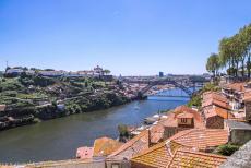 Historic Centre of Porto -  The Dom Luis I bridge viewed from the historic centre of Porto. The steel bridge spans the river Douro between the historic centre of Porto...