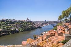 Historic Centre of Porto -  The Dom Luis I bridge viewed from the historic centre of Porto. The steel bridge spans the river Douro between the historic centre of Porto...